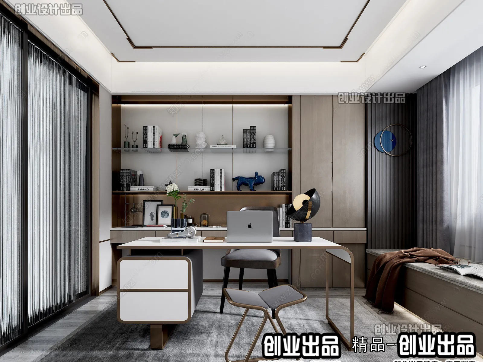 Study Space - Modern Style Interior 3D Scenes - 014