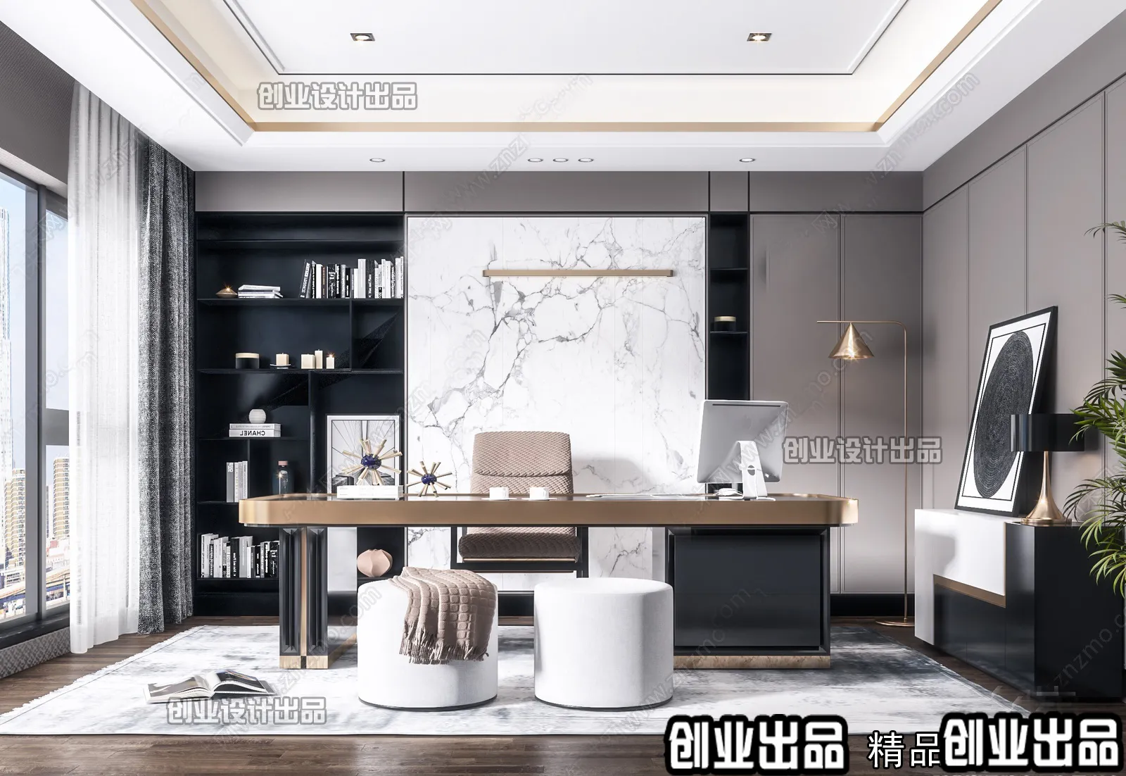 Study Space - Modern Style Interior 3D Scenes - 015