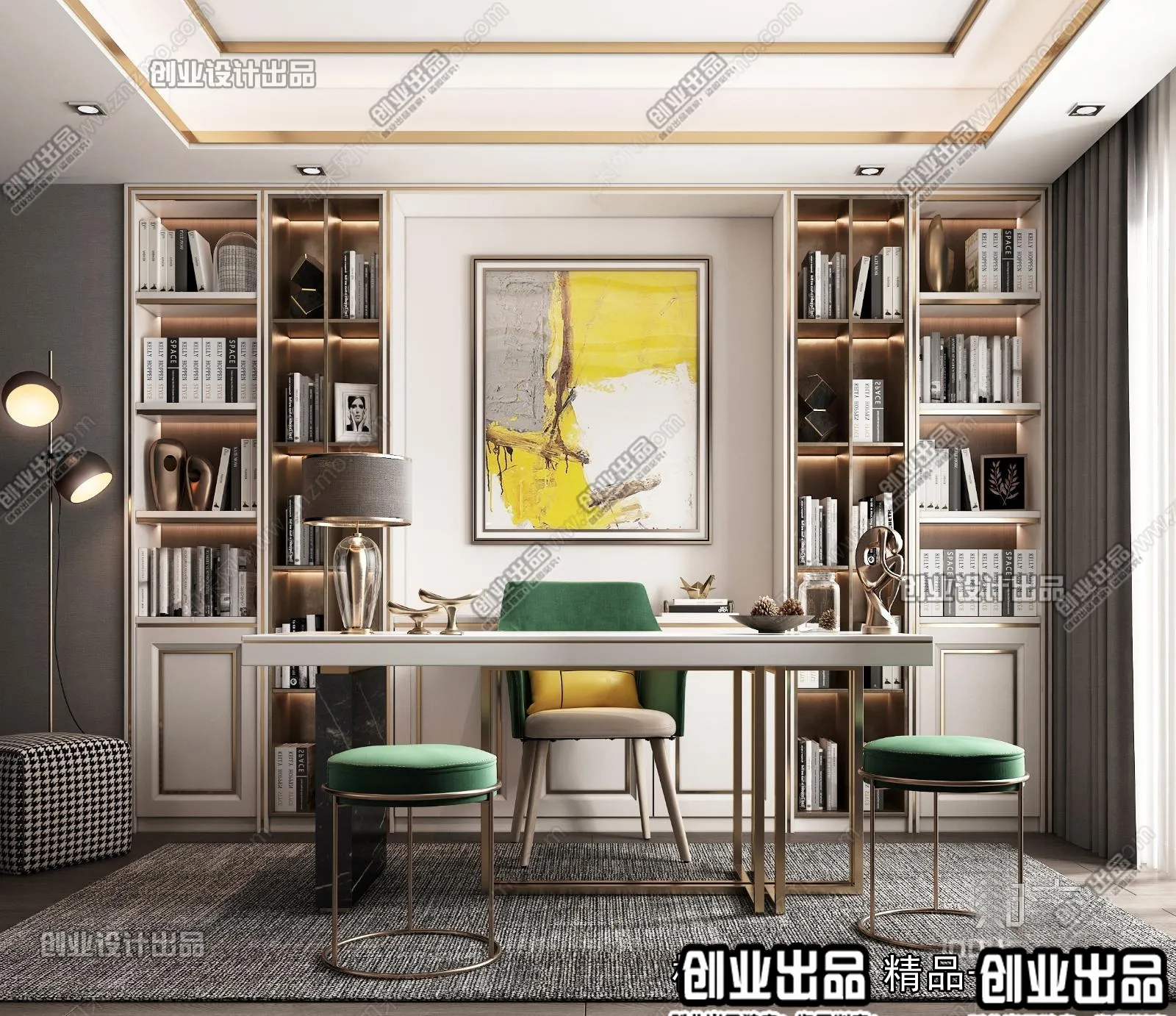 Study Space - Modern Style Interior 3D Scenes - 016