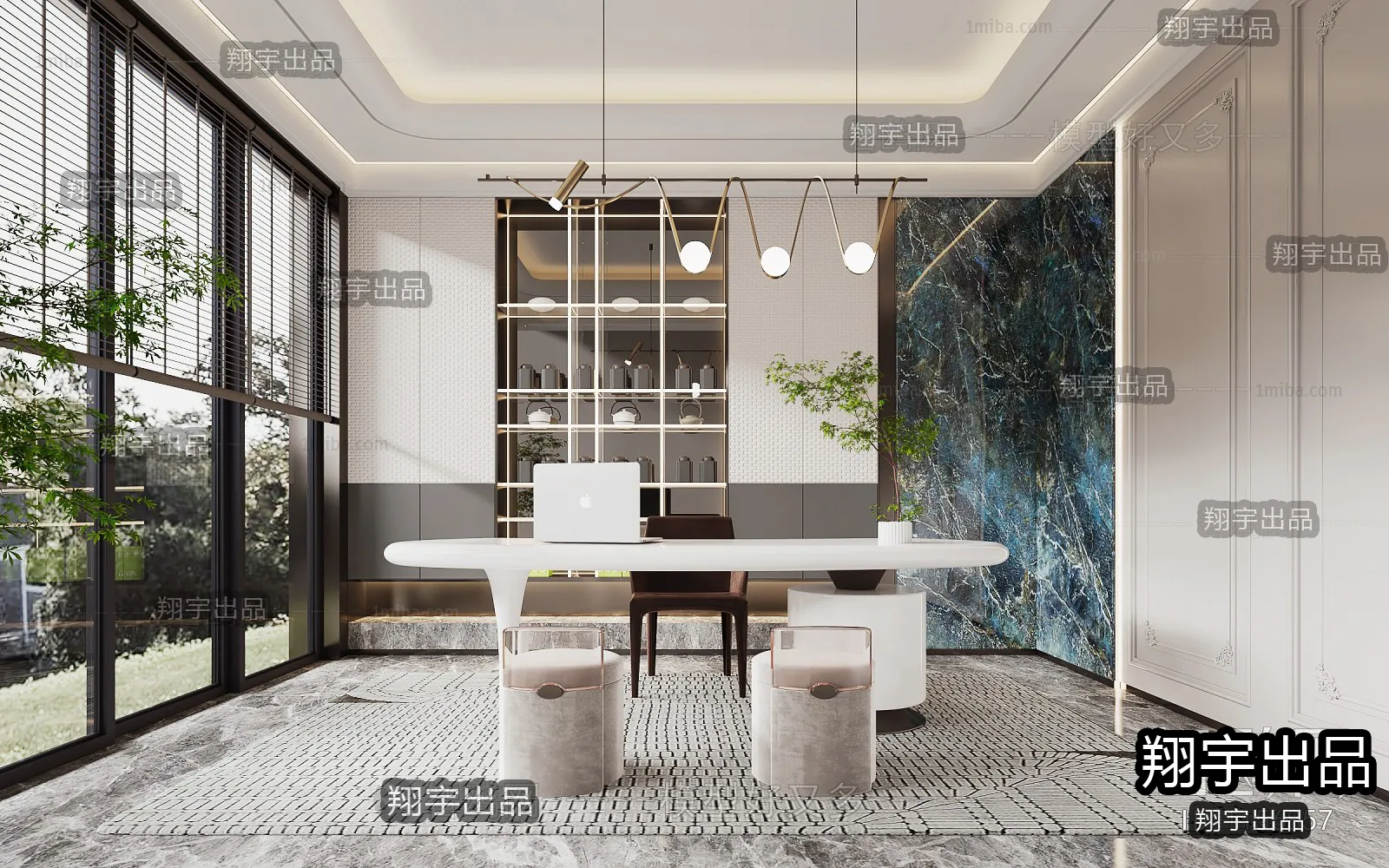 Study Space - Modern Style Interior 3D Scenes - 022