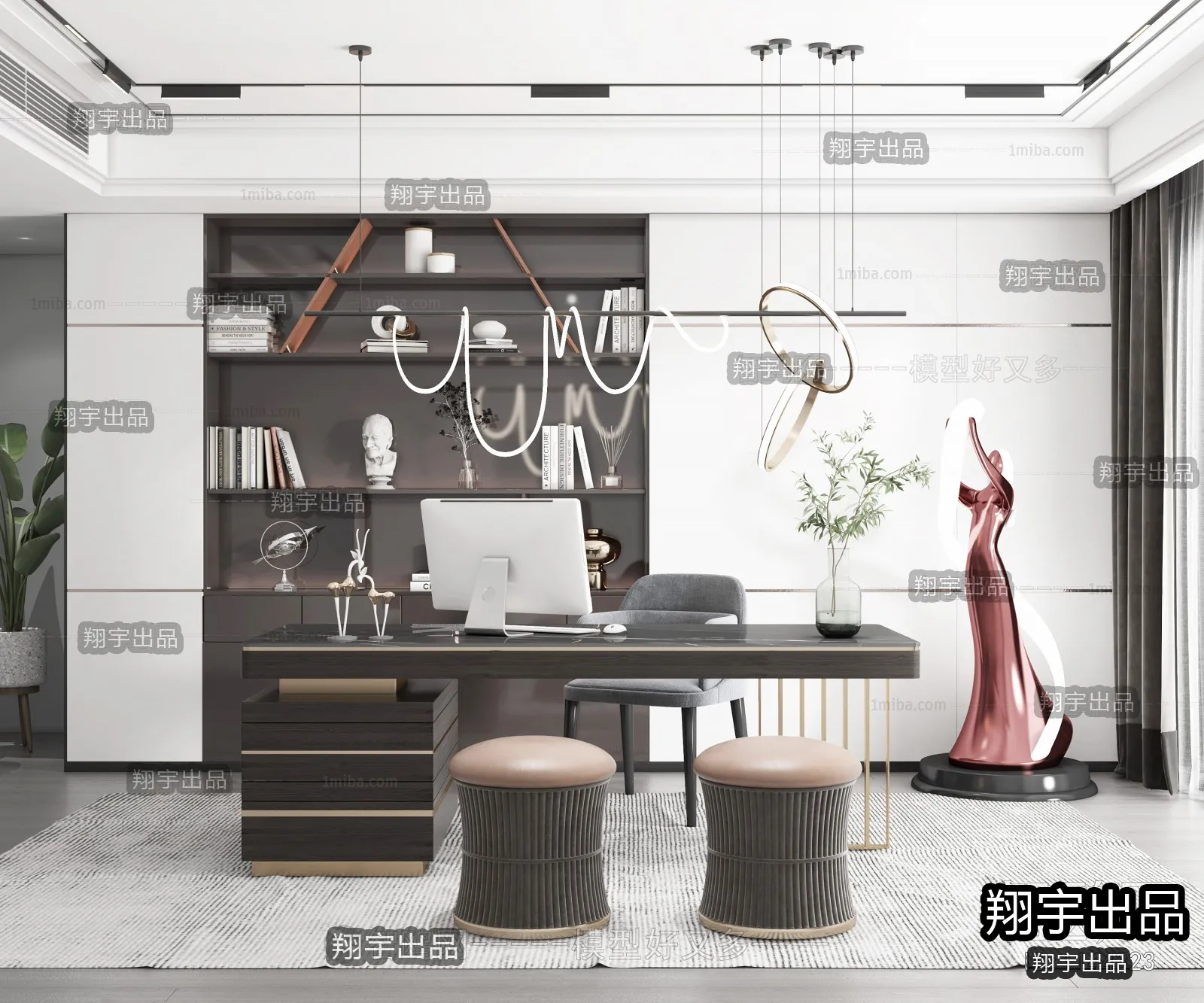 Study Space - Modern Style Interior 3D Scenes - 024