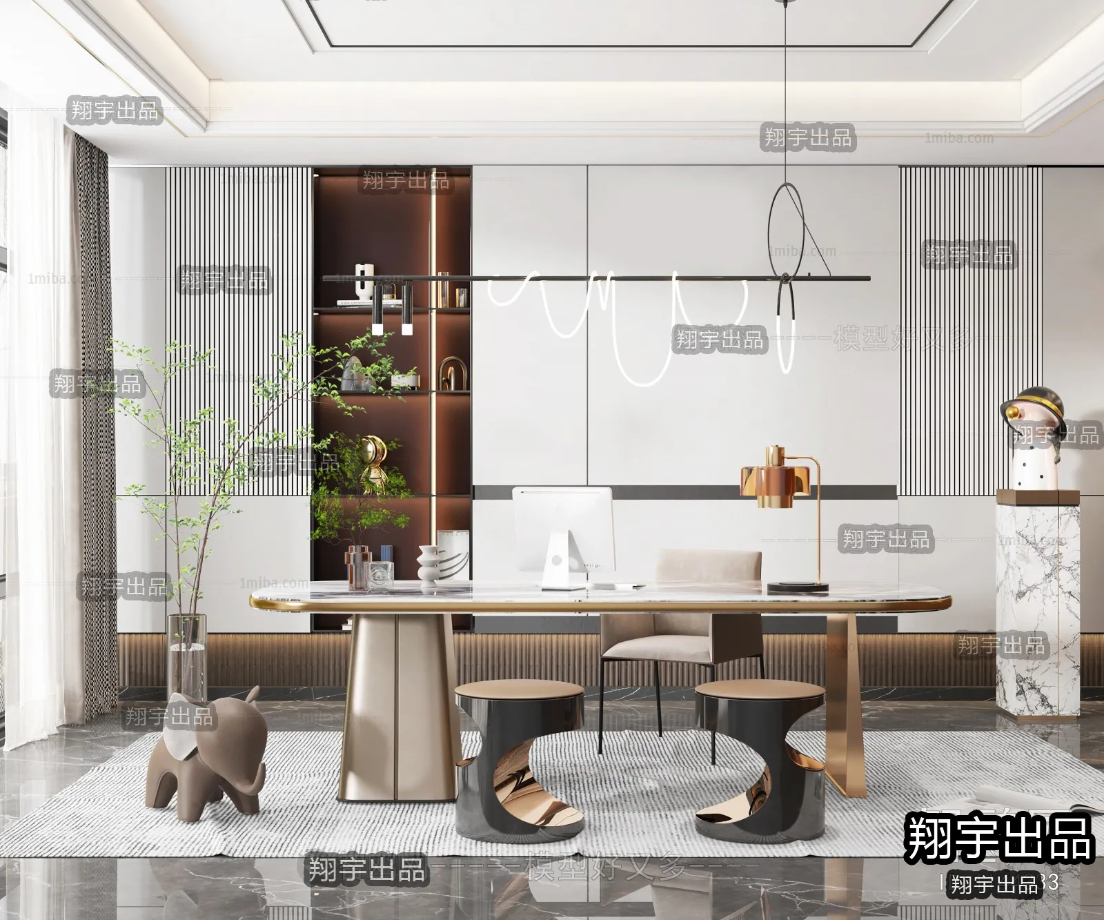 Study Space - Modern Style Interior 3D Scenes - 025