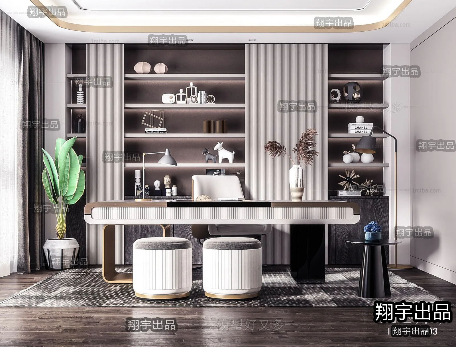 Study Space - Modern Style Interior 3D Scenes - 026