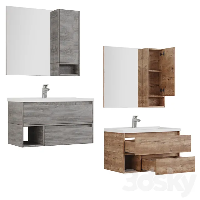 STWORKI Karlstad 90 and Pencil case rustic oak _ rochelle 3D Model