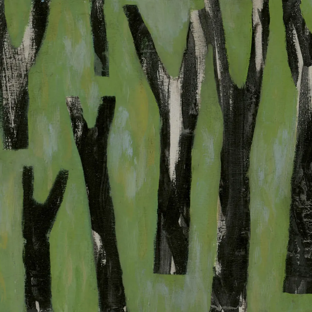 Styl’editions - Wallpaper Alberi Neri Su Fondo Verde 3D Model