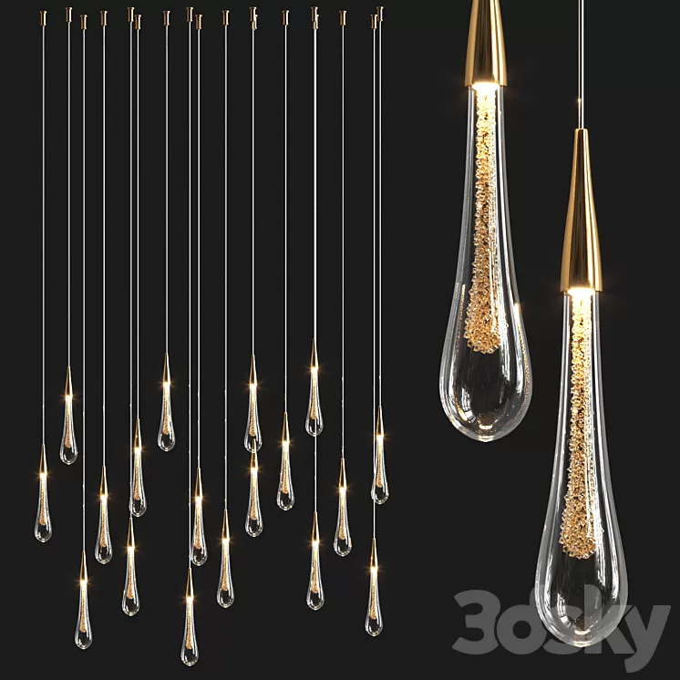 Stylish Modern Drop Pendant 3D Model