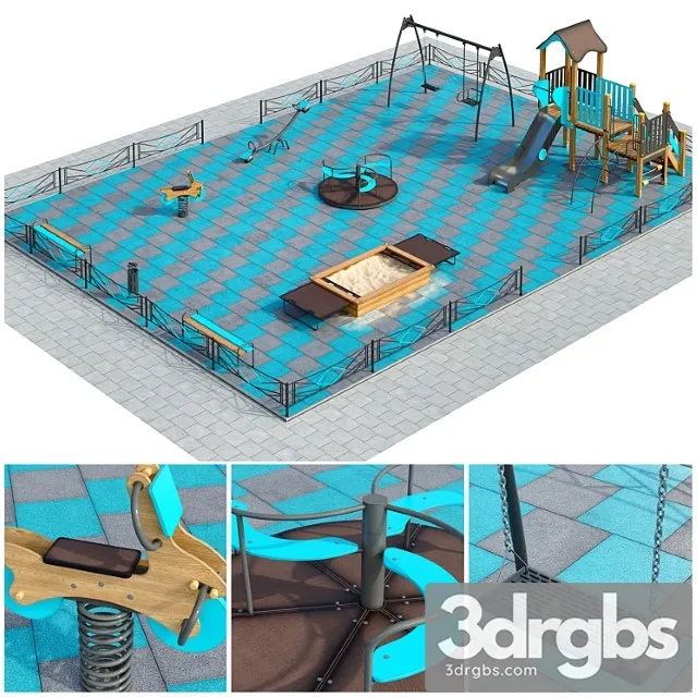 Stylish turquoise playground playground 3D Model Download