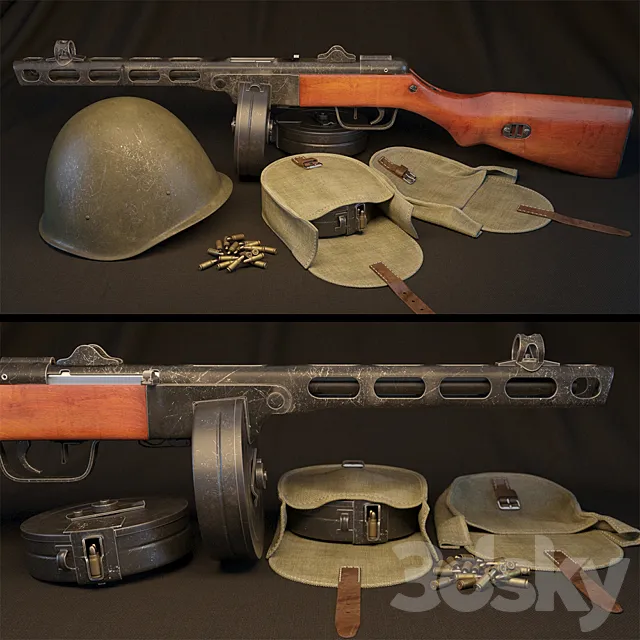 Submachine gun Shpagin 3DModel