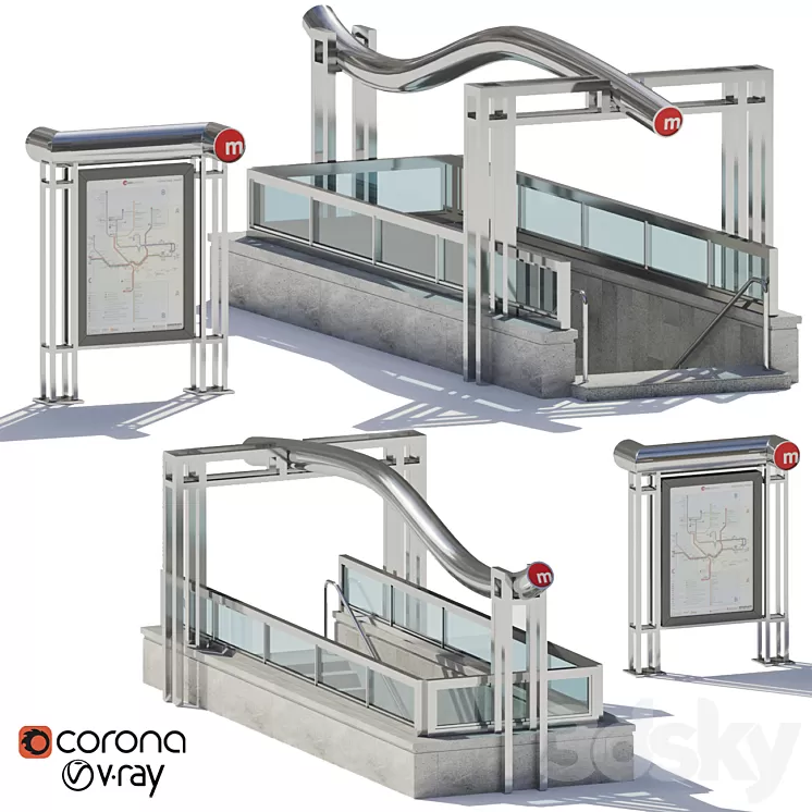 Subway station entrance 3D Model