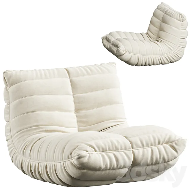 Suede Armless Bean Bag Chair & Lounger by Trule 3D Model