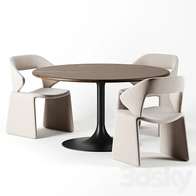 Suit chair dining set by Artifort 3DModel