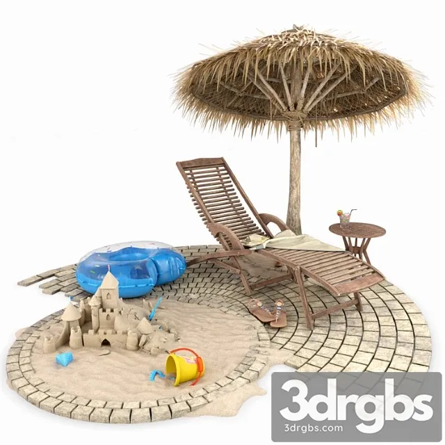 Summer beach and pool set 2 3D Model Free