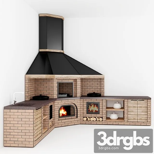 Summer Kitchen Barbecue 1 3D Model Free
