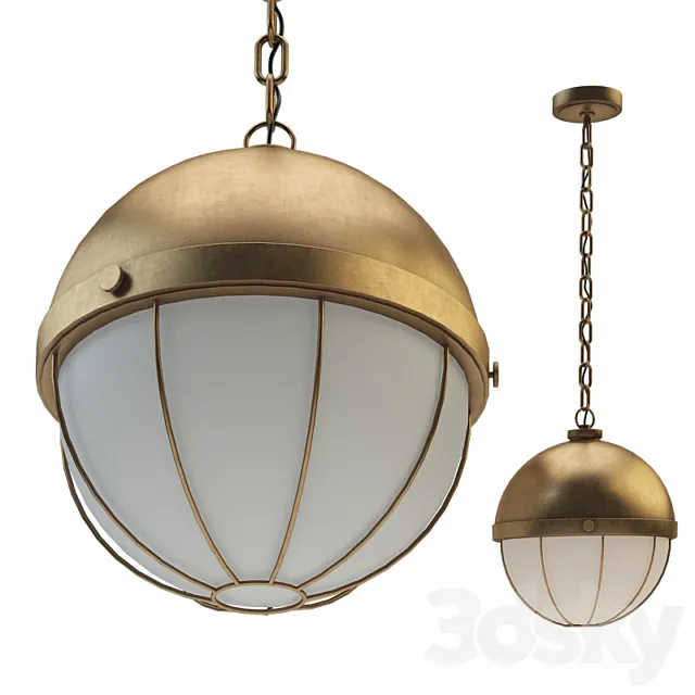 Sumner 1 Light Pendant Aged Brass 3D Model