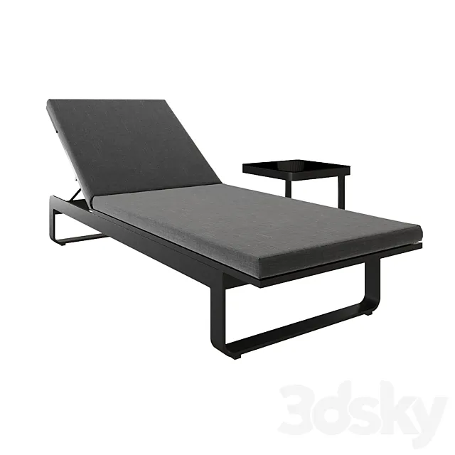 Sun lounger black 3D Model