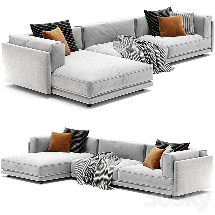 Sunday Sofa With Chaise From Blu Dot 3D Model Free Download