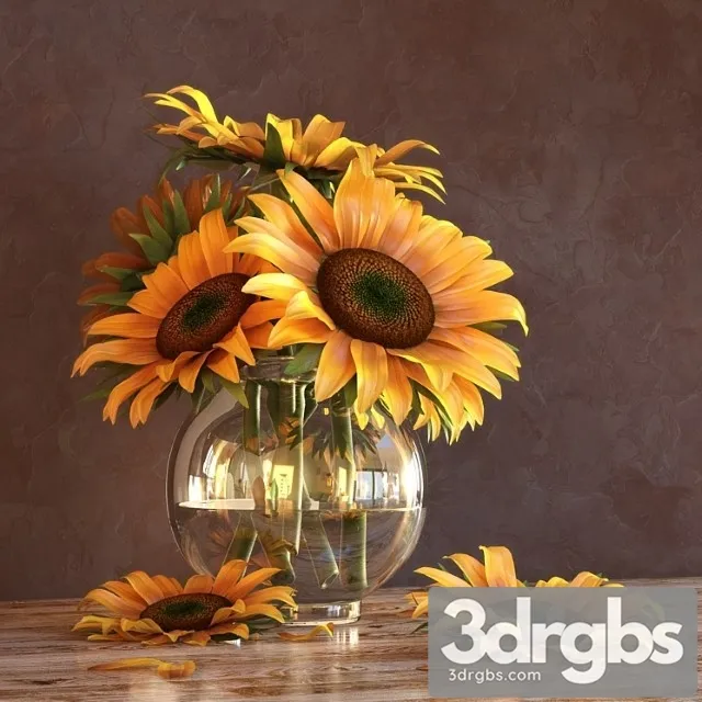 Sunflowers in a Vase 3D Model Free