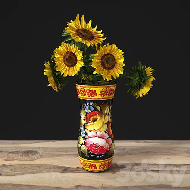 Sunflowers in a vase 3DModel