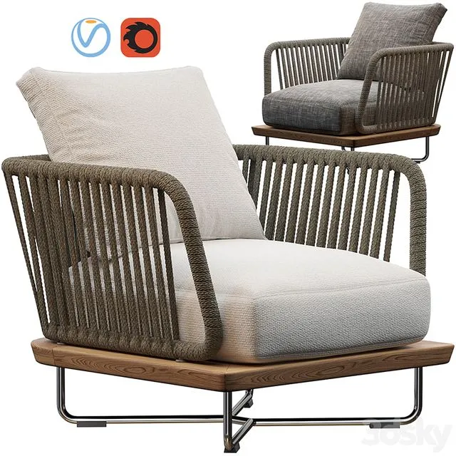 Sunray armchair Minotti outdoor 3D Model