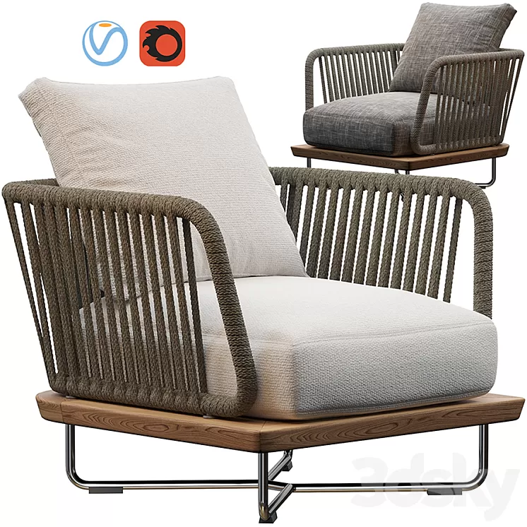 Sunray armchair Minotti outdoor 3D Model