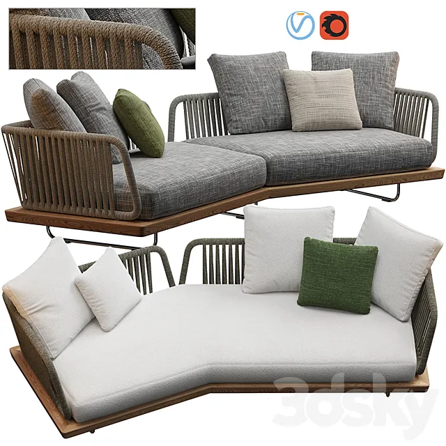 Sunray sofa Minotti outdoor 3D Model
