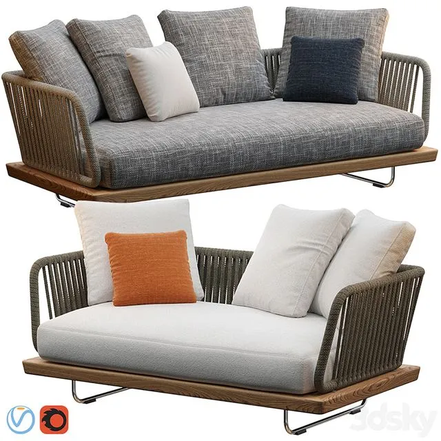 Sunray sofa Minotti outdoor 3D Model