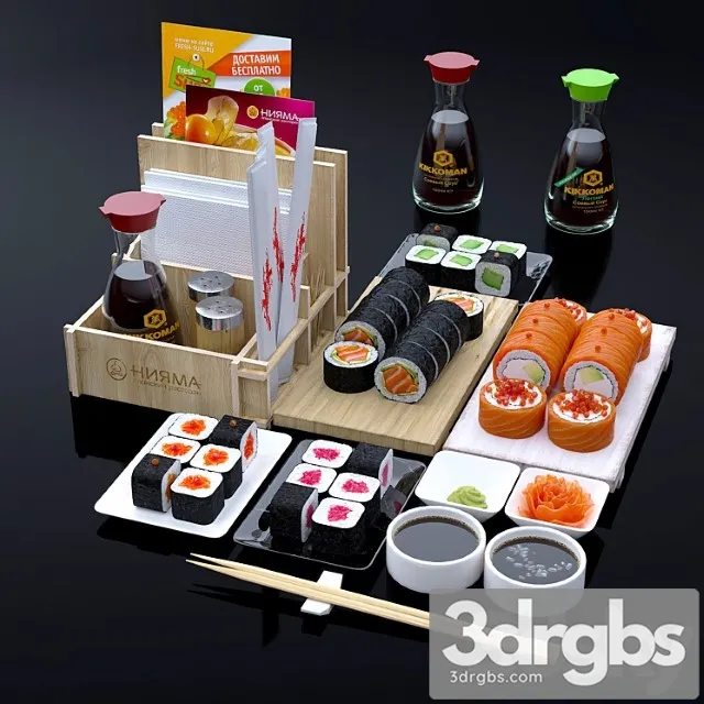 Sushi set 3D Model Free