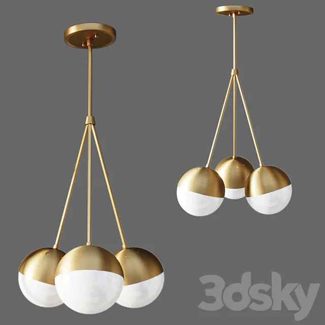 Suspended lamp copper light chandelier 3 3D Model