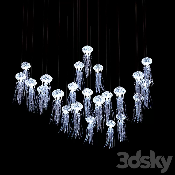 Suspended light composition Jellyfish 3D Model