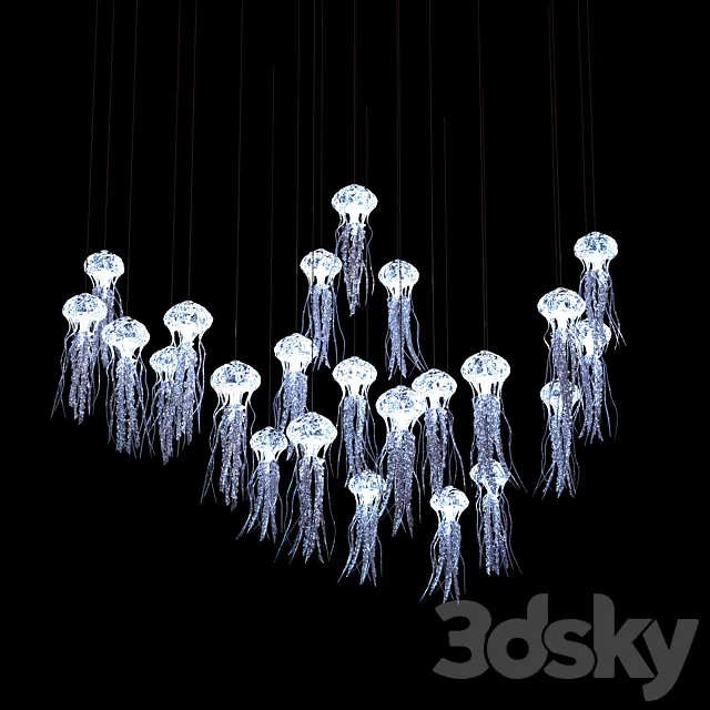 Suspended light composition Jellyfish 3DModel