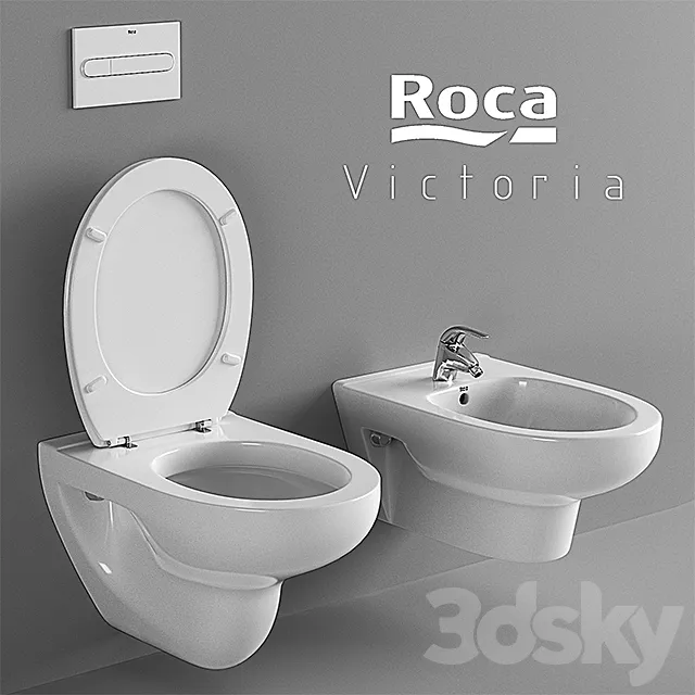 Suspended toilet and bidet Roca Victoria 3DModel