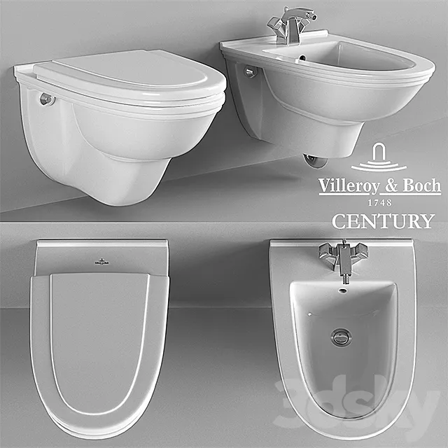Suspended toilet and bidet Villeroy Boch Century 3DModel