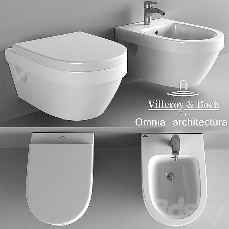 Suspended toilet and bidet Villeroy & Boch Omnia Architectura 3D Model