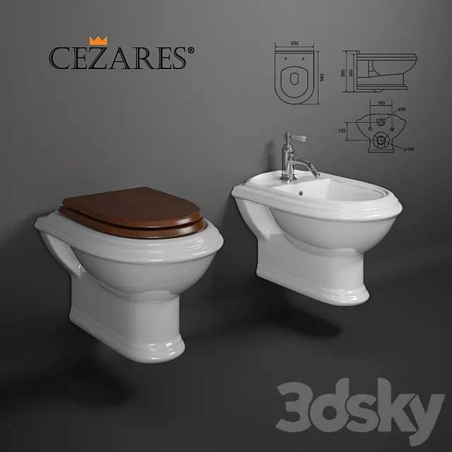 Suspended toilet bidet Cezares KING PALACE 3D Model