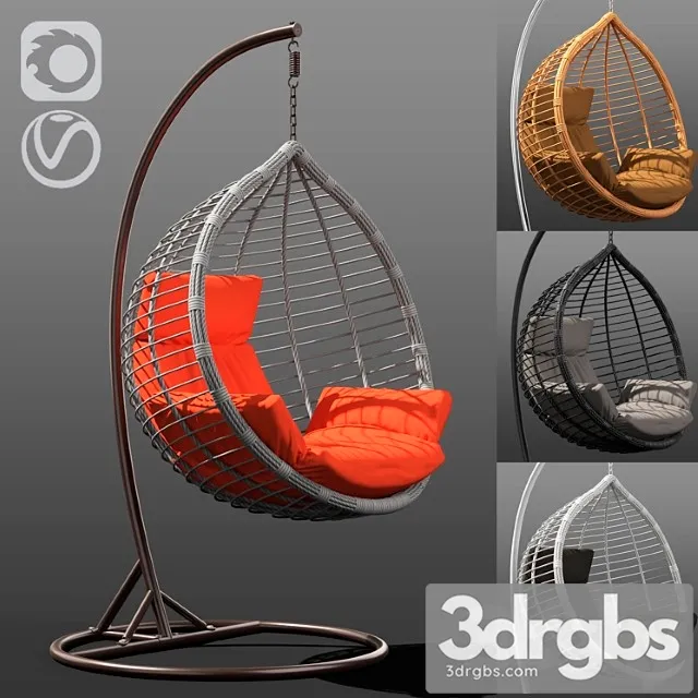 Suspended Wicker Chair Rocking Acapulco in 4 Colors 3D Model Free