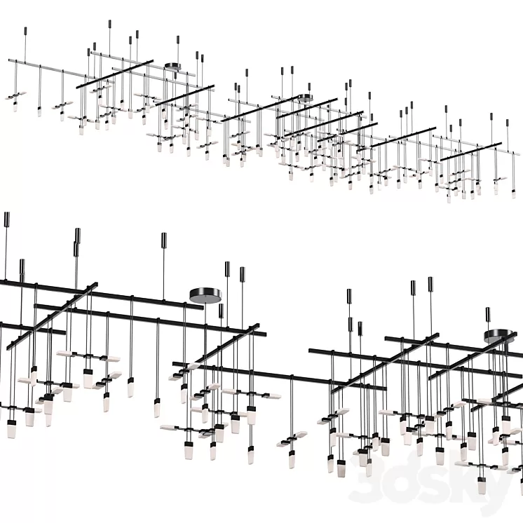 Suspenders Gallery Multi Light Ceiling Pendant 3D Model