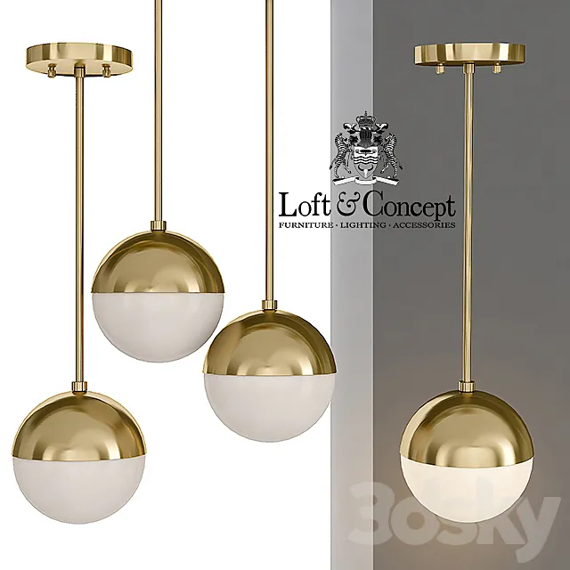 Suspension light Copper Light Pendant Orb 3D Model