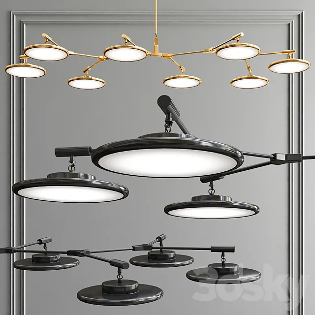 Suspension Light Disc - gold and black 3DModel