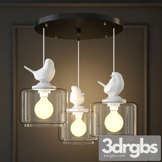 Suspension light provence bird pendant circle 3 3D Model Free
