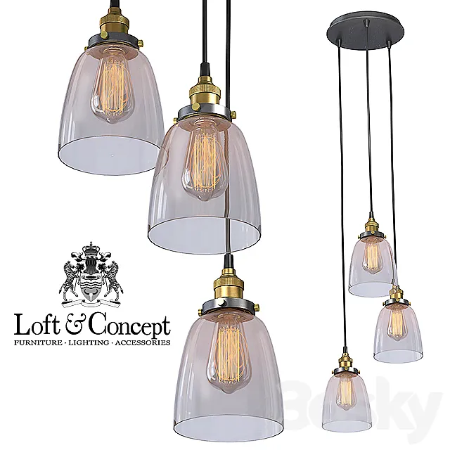 Suspension Loft Clear Glass Cloche 3 3D Model