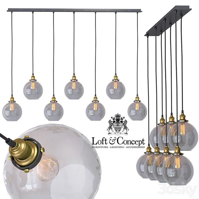 Suspension Loft Clear Glass Sphere Cloche 7 3D Model