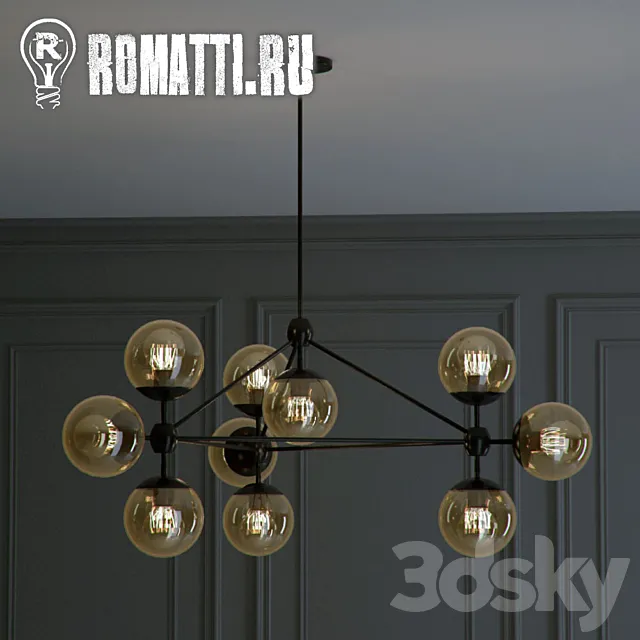 Suspension ROMATTI ROLL and HILL Modo Chandelier By Jason Miller 10 3D Model