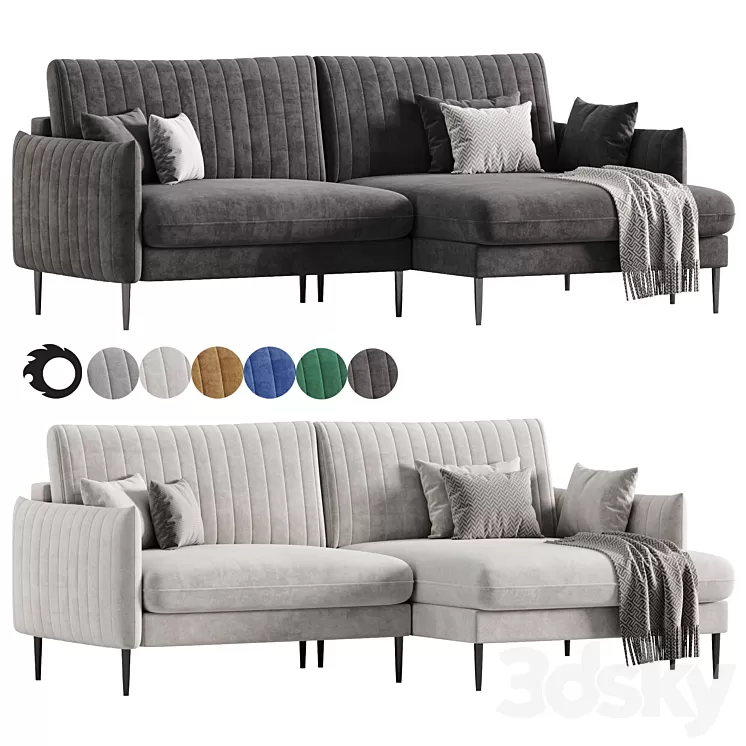 Svaut velvet Sofa 3D Model Free