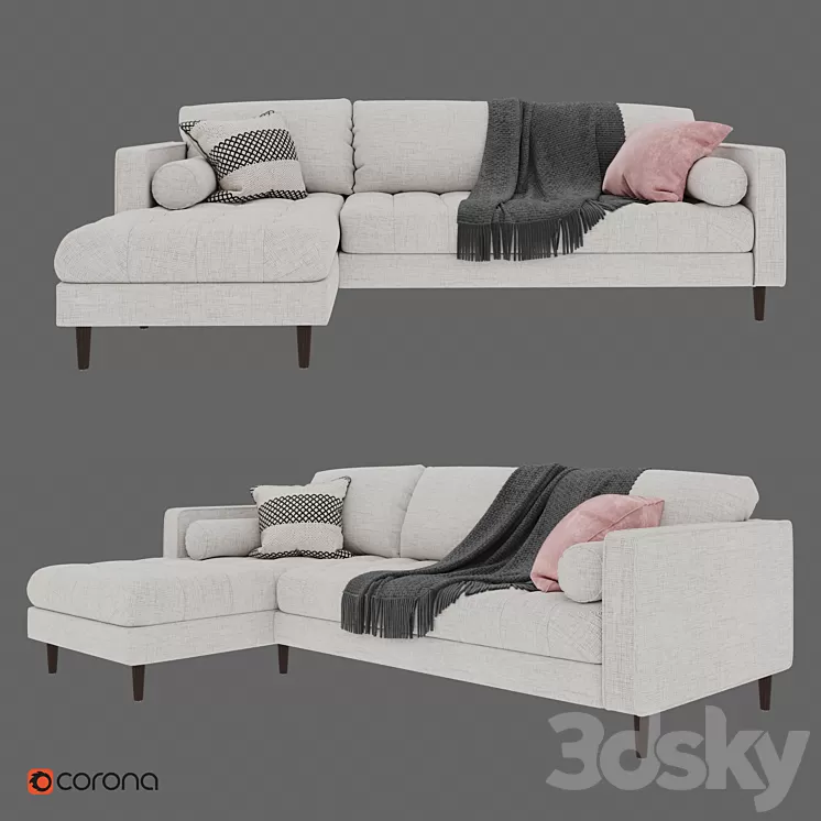 SVEN Birch Ivory Sectional Sofa 3D Model