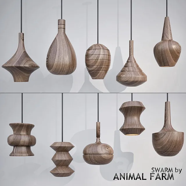 Swarm Walnut Lights by Animal Farm 3D Model