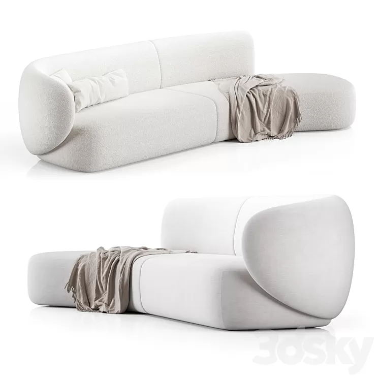 Swell Sofa 3 Seater Curved By Grado Design 3D Model Free