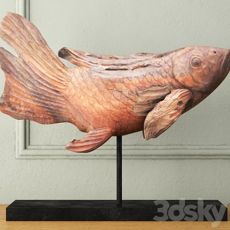 Swimming Koi Statue 3D Model