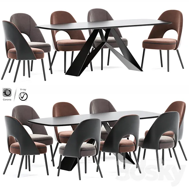 Swind Dining Chair Table Set 3DModel