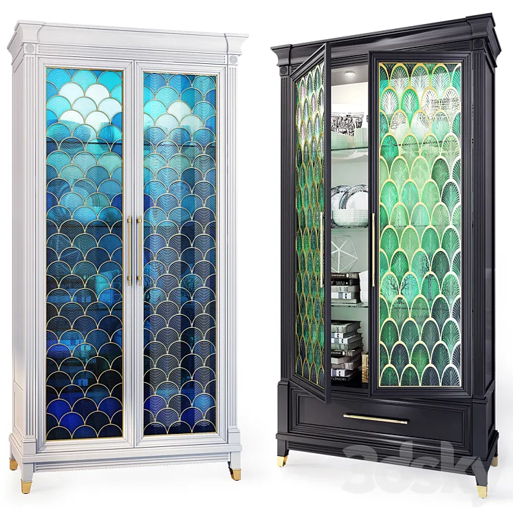 Swing cabinet Art Deco showcase. Showcase display cabinet Art Deco 3D Model Free