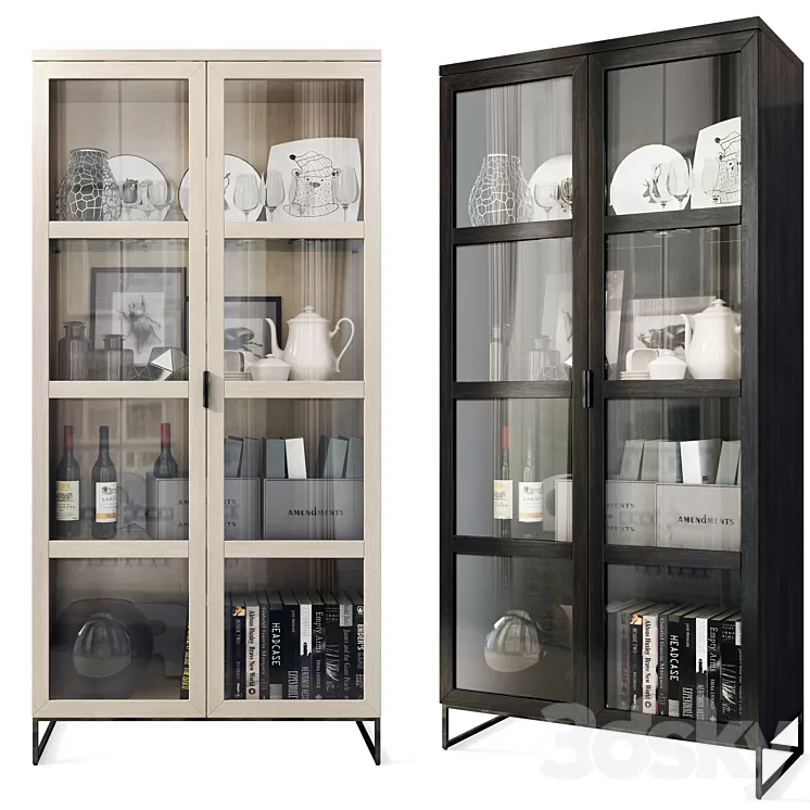 Swing cabinet with glass / showcase Everett. Cabinet showcase by Rowico 3D Model Free
